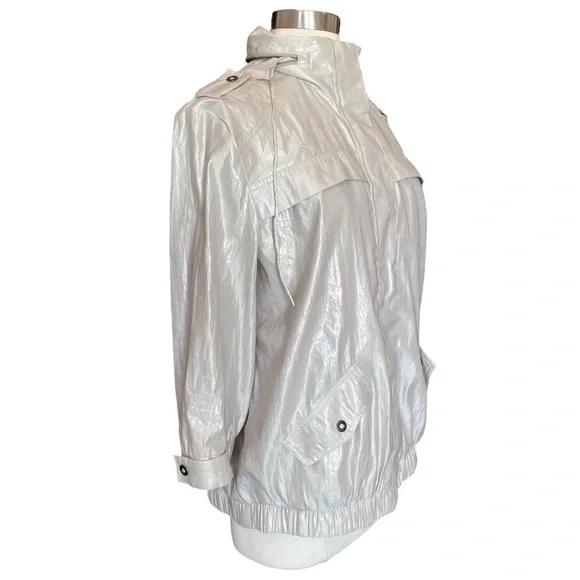 Chico’s Metallic Silver Windbreaker / Waterproof Jacket - Picture 7 of 14